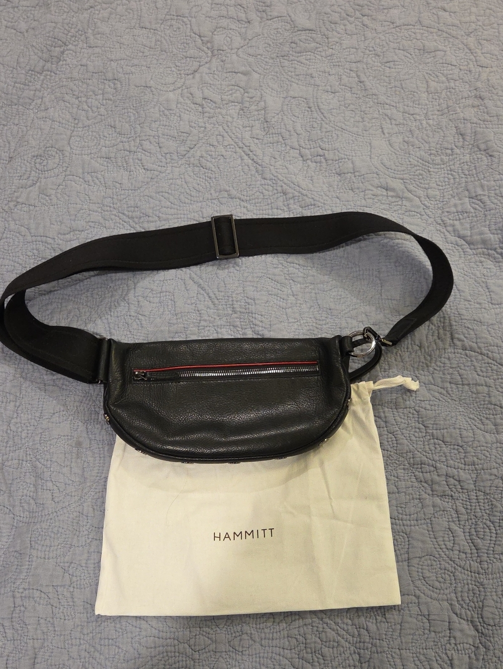 Hammitt "Charles" Medium Black Leather Crossbody Belt Bag - Picture 7 of 17